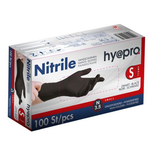 [00074056] BLACK NITRILE GLOVES SIZE S POWDER-FREE 100PCS
