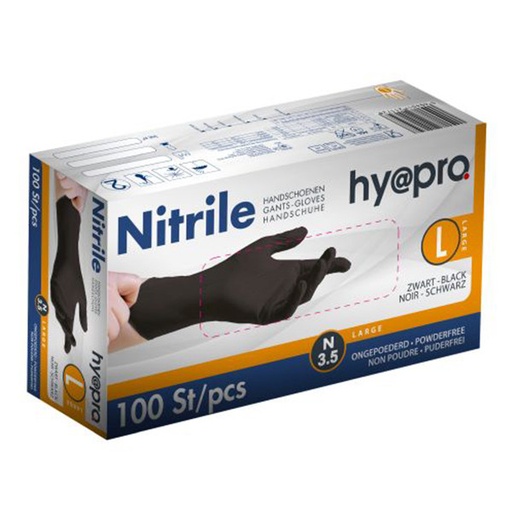 [00074058] ZWARTE NITRIL HANDSCHOENEN MAAT L POEDERVRIJ 100ST