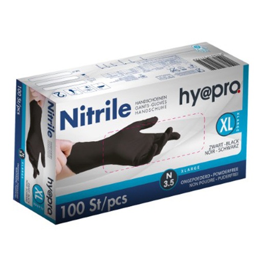 [00074059] GANTS NITRILE NOIR TAILLE XL NON POUDRE 100PCES