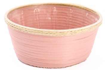 [00074111] PANIER OSIER ROND ROSE DIAM 18CM HT 8CM