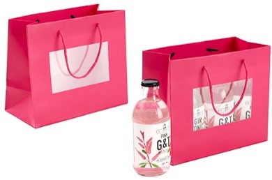 [00074114] SAC FUSCHIA AVEC FENÊTRE ET ANSES 20x10CM HT17CM