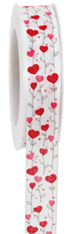 [00074155] WHITE BRASS RIBBON WITH RED HEARTS 25MM 18METERS FOST+ INCLUDED