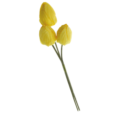 [00074157] PIQUET DE 3 TULIPES JAUNES HT 8.5CM