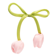 [00074158] GREEN SATIN RIBBON - PINK TULIP 40CM FOST+ INCLUDED