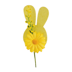 [00074159] PIQUET GERBERA + LAPIN JAUNE DIAM 4CM HT 10CM