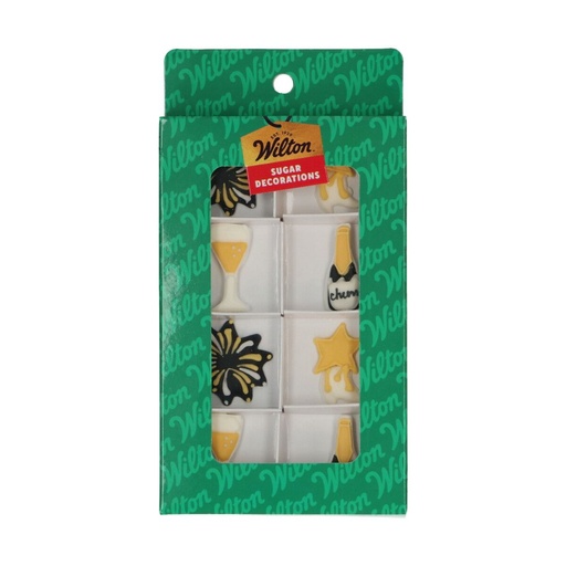 [00074442] WILTON DECORS NOUVEL AN EN SUCRE 8 PCES