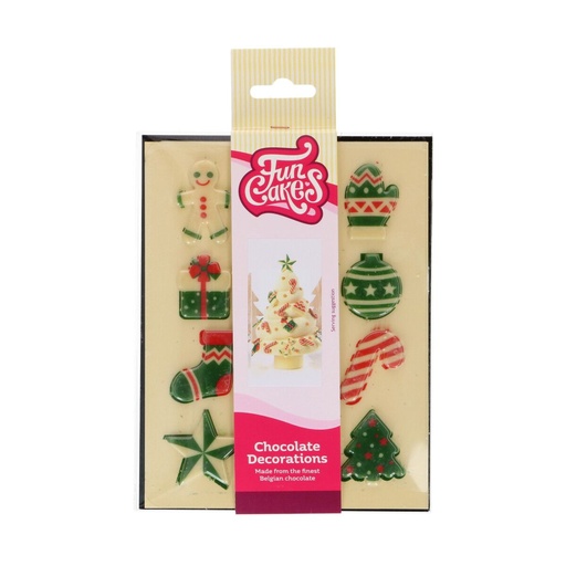 [00074445] Funcakes chocolade kerstdecoraties, 12 stuks