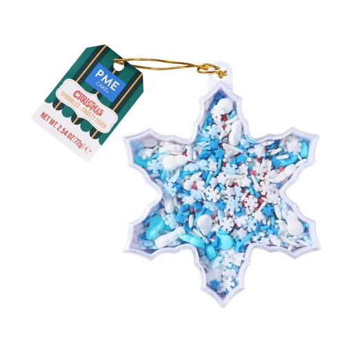 [00074450] PME Cake sugar snowflake Christmas decoration mix, 90 g