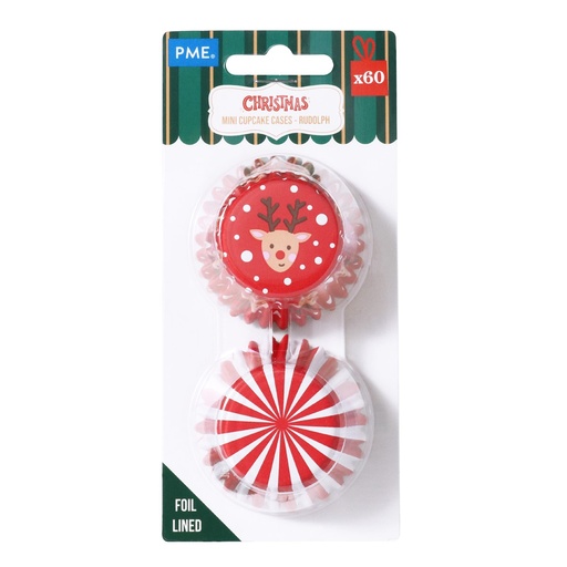 [00074458] PME CAKE MINI CAISSETTE CUPCAKE ALU NOEL RUDOLPH 60 PCES FOST+ INCLUS