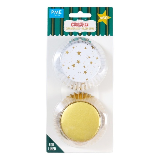 [00074460] PME Cake aluminum Christmas star cupcake cases, 60 pieces FOST+ INCLUDED