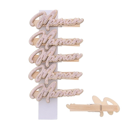 [00074480] PINCE ROSE "FLOWERY" - MAMAN 6PCES 74 X 18MM HT 35MM 