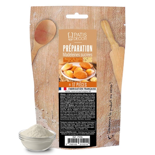 [00074519] MIX VOOR ZOETE MADELEINES 250G +/-17 STUKS
