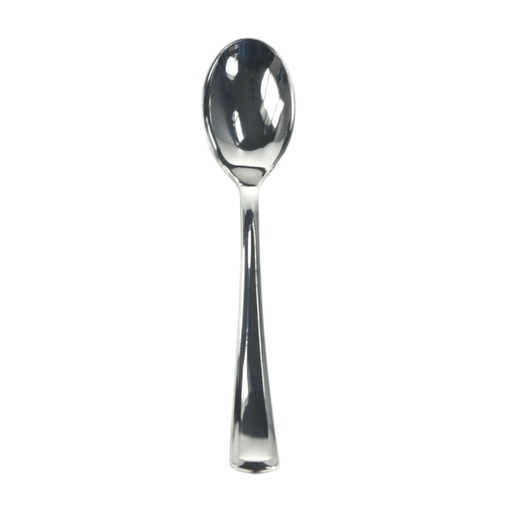 [00074748] SILVER PLASTIC SPOON 17.5CM PACK OF 50 PCS