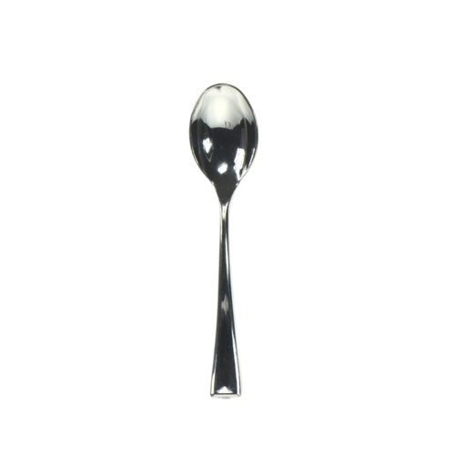 [00074750] SILVER PLASTIC SPOON 10CM PACK OF 100 PCS