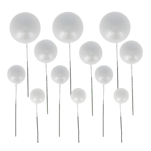 [00074836] PARELWITTE BOLLEN CAKETOPPER 4 DIAMETERS: 2CM, 2,5CM, 3CM EN 4CM PAK VAN 12 ST.