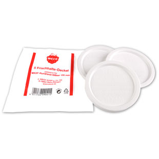 [00075185] WECK COUVERCLE PLASTIQUE BLANC Ø 10CM 5 PCS