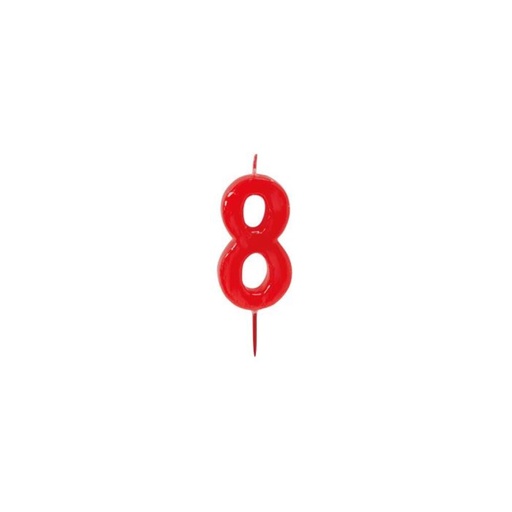 [70407092] CIJFER KAARSEN ROOD N°8 HT 6CM =STUKEN