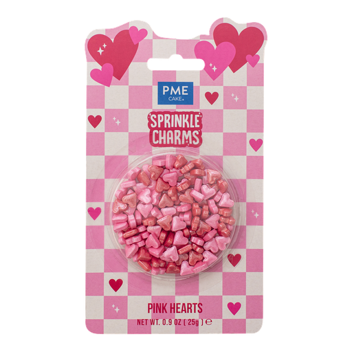 [00075311] MIX DECORS EN SUCRE COEURS ROSES/ROUGES 25GR