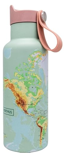 [00075552] NERTHUS 500ML STAINLESS STEEL WATER BOTTLE "LE MONDE" DOUBLE WALL