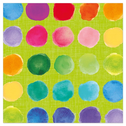 [00075567] ARTEBENE SERVIETTE 33 x 33CM VERTE TACHES MUTLICOLORES " 20PCS