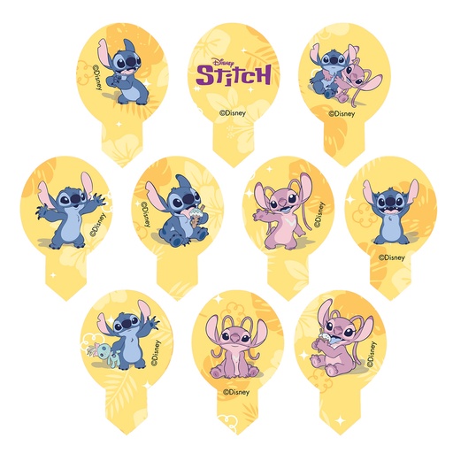 [00075579] PICS STITCH ET ANGEL EN AZYME 6,5 x 4CM 10 PCS