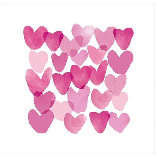 [00075645] ARTEBENE SERVET 33 x 33CM WIT MET ROZE HARTEN 20ST