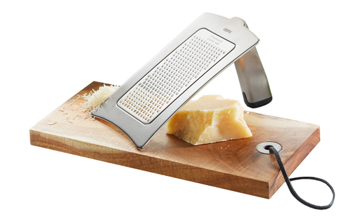 [00097995] GEFU FINE GOURMET PARMESAN/CHOCOLATE GRATER + ACACIA WOOD BOARD