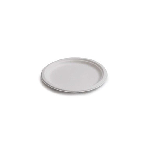 [44104327] ASSIETTE RONDE PULPE DE CANNE BLANC Ø26CM 50PCS FOST+ INCLUS