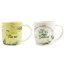 [00098198] MUG MUGUET 2 ASS. DIAM 8.5CM HT 9.5CM 300ML