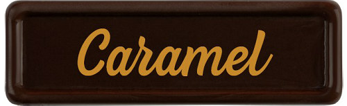 [00098281] 2002913 CHOCOLADE PLAATJE "CARAMEL" 3.1 x 1.2CM 300STKS