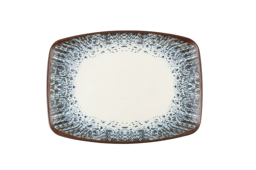 [00098435] PIOLI ONARA ASSIETTE RECTANGULAIRE 32CM BLANC/BLEU/BRUN PORCELAINE - ON12380