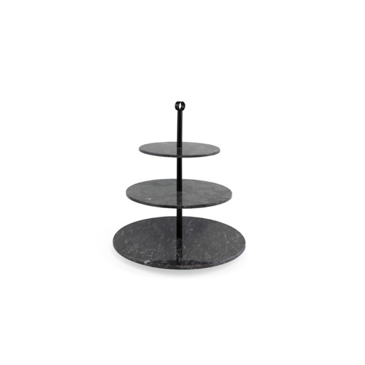[53533178] SIER ETAGERE A 3 NIVEAUX EN MARBRE NOIR Ø30XH37CM 