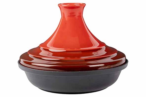 [00098559] C&T TAJINE FONTESTIC ZWART/ROOD GIETIJZEREN BODEM 28,5 X H 21,3 CM - 2,1 L GESCHIKT VOOR ALLE VERWARMINGSMIDDELEN