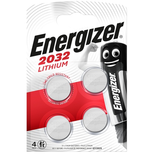 [00098562] ENERGIZER LITHIUM KNOOPCEL 3V CR2032 BL4 4STKS