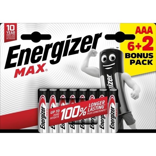 [00098570] ENERGIZER MAX LR03 AAA BATTERIJEN BL6+2 PROMO