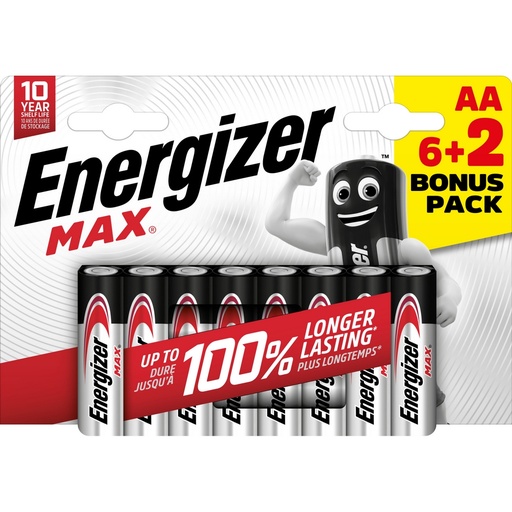 [00098572] PILE ENERGIZER MAX LR6 AA BL6+2 PROMO