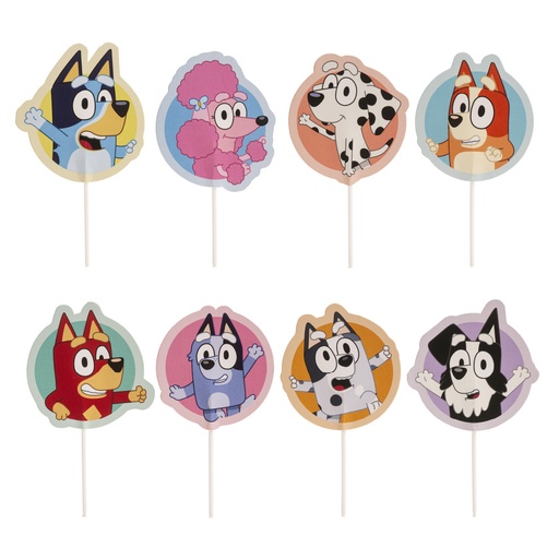 [00098694] CAKE TOPPERS BLUEY ET BINGO EN PAPIER 8ASS. 5,8 x 11CM 16PCS