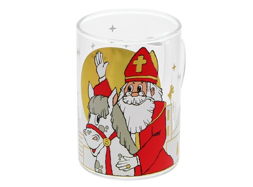 [00098805] GLASS MUG SAINT NICHOLAS + HORSE 108 x 69MM H 100MM 400ML