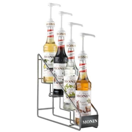 [14100331] MONIN PRESENTOIR A SIROP METALLIQUE ESCALIER POUR  4 BOUTEILLES
