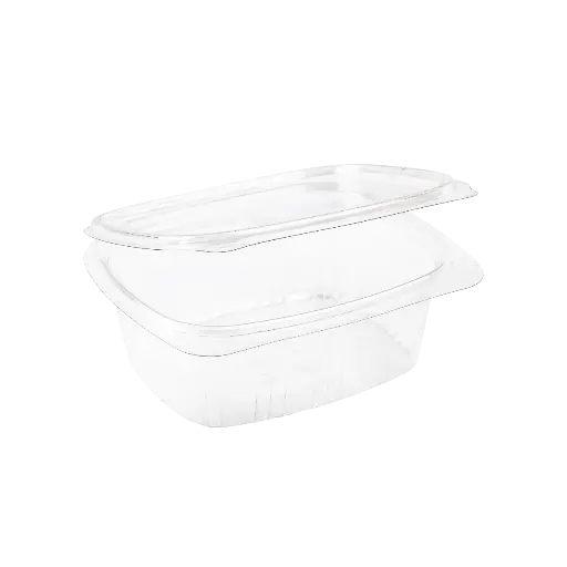 [00099098] STANDIPACK TRANSPARENT RPET TRAY WITH HINGED LID - 138 x 118 MM H 60 MM 500 ML - 50 PCS
