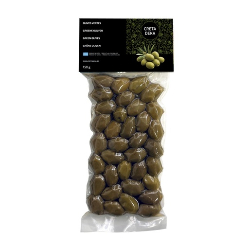 [00099278] CRETA DEKA – GROENE OLIJVEN IN VACUÜMVERPAKKING 150G
