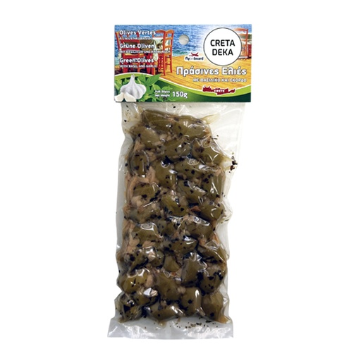 [00099280] CRETA DEKA - OLIVES VERTES SOUS-VIDE AU BASILIC ET À L'AIL 150GR