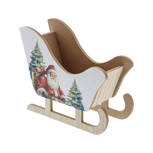 [00099303] TRAÎNEAU EN BOIS SANTA "BABA" 15,8 X 19,7CM HT 8CM