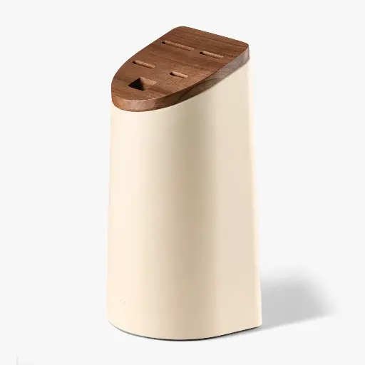 [00099630] ARCOS - BLOC À COUTEAUX OVALE UNIVERSEL BLANC ET BOIS D'ACACIA 11,25 x 13,15CM HT 24,9CM