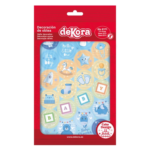 [08041090] MINI WAFER DISC BABY SHOWER BOY Ø 3.4CM 20 PCES