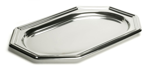 [00102010] PLATEAU OCTOGONAL EN PLASTIQUE - ARGENT - 27 x 19 CM - 5 PCS 