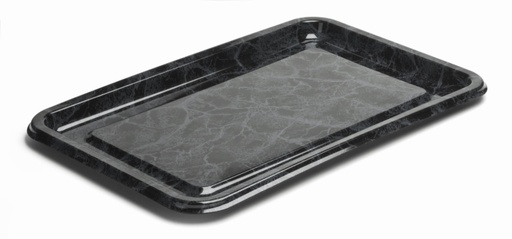 [00102016] RECHTHOEKIG PLASTIC DIENBLAD - ZWART MARMEREFFECT - 46 × 30 CM - 5 STUKS