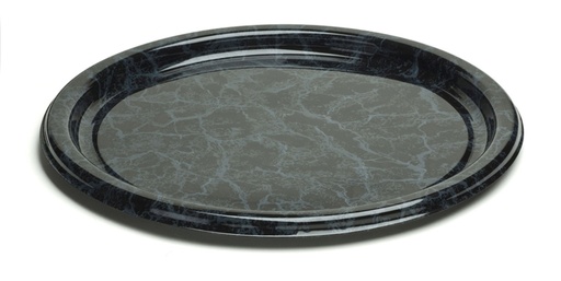 [00102029] RONDE PLASTIC DIENBLAD - ZWART MARMEREFFECT - Ø 30 CM - 5 STUKS