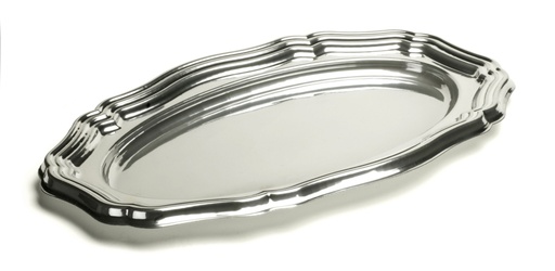 [00102039] PLATEAU OVAL EN PLASTIQUE - ARGENT - 58 x 30 CM - 5 PCS
