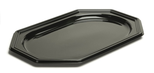 [00102040] PLATEAU OCTOGONAL EN PLASTIQUE - NOIR - 35 x 24 CM - 10 PCS